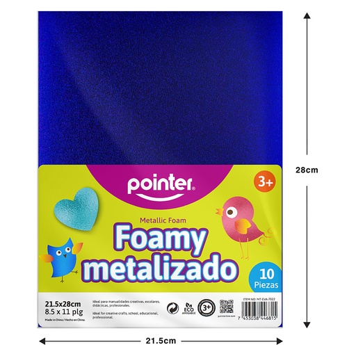 [MT-EVA-7022] FOAMI METALIZADO AZUL CARTA (20X30CM) 