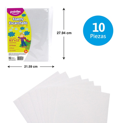 [GL-EVA-7017] FOAMI ESCARCHADO BLANCO CARTA (20X30CM)