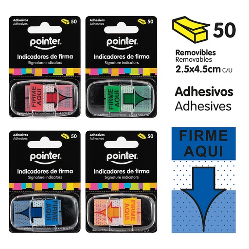 [STN-12-50] INDICADORES DE FIRMA - 2.5 x 4.5CM x50UND
