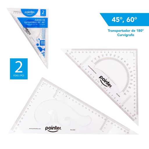 [RU-2030] JUEGO DE ESCUADRA 27cm, SET x 2 PIEZAS