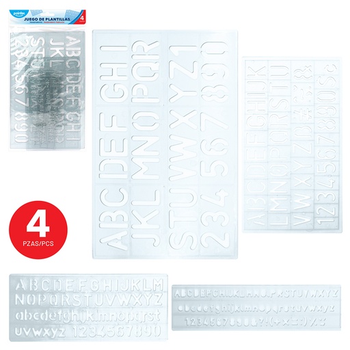 [S-02145] JUEGO DE PLANTILLAS DE NÚMEROS Y LETRAS - x4PZAS