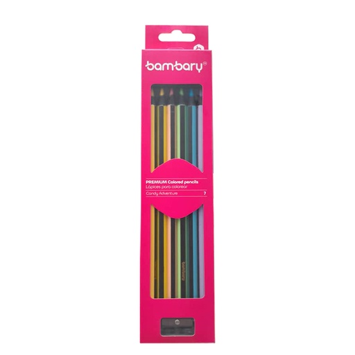 [205-1505/110] LAPICES DE COLORES HEX 6 UND PASTEL HEX 7" X3.0  + SACAPUNTAS