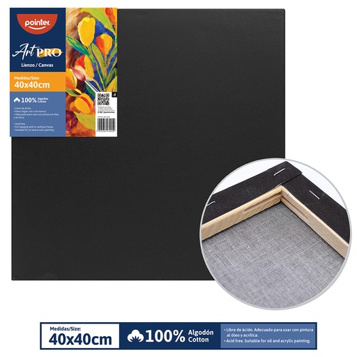 [BCA-4040] LIENZO NEGRO 40x40cm