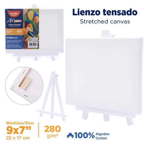 [CA-8080] MINI LIENZO BLANCO CON CABALLETE - 17x22CM