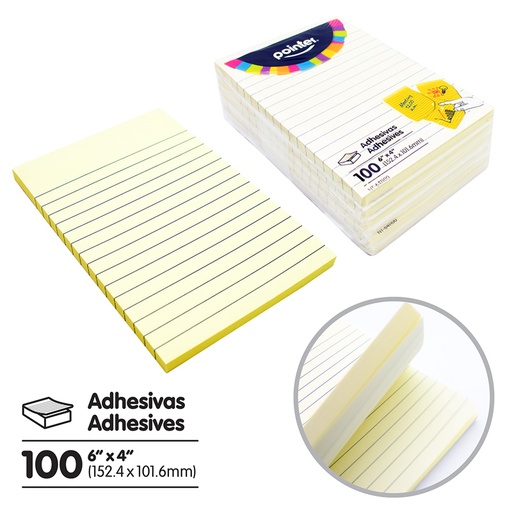[NT-641100] NOTAS ADHESIVAS - 6x4" x100 HOJAS