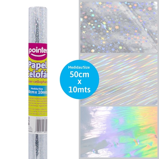 [CLP-5010-LAS] PAPEL CELOFAN HOLOGRAFICO 50x100Cm