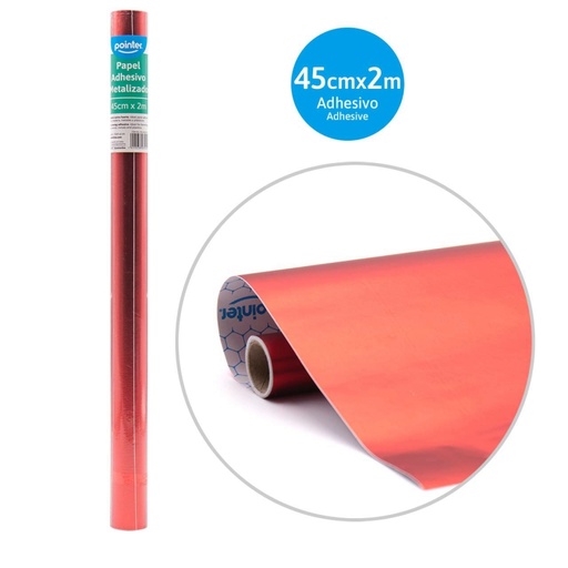 [PA-45200-RD] PAPEL CONTAC METALIZADO ROJO - 45Cm x 2Mts