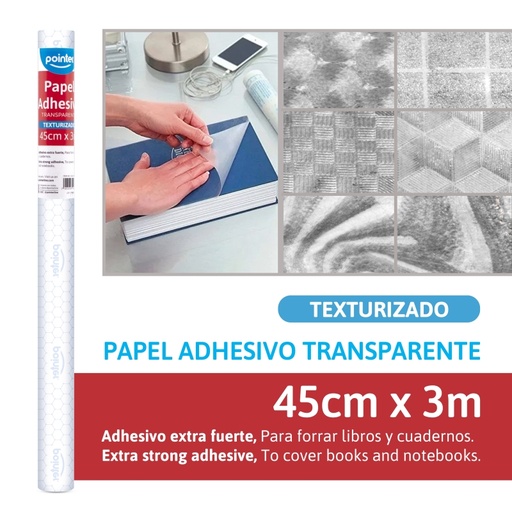 [A162-MB3003] PAPEL CONTAC TRANSPARENTE TEXTURIZADO 