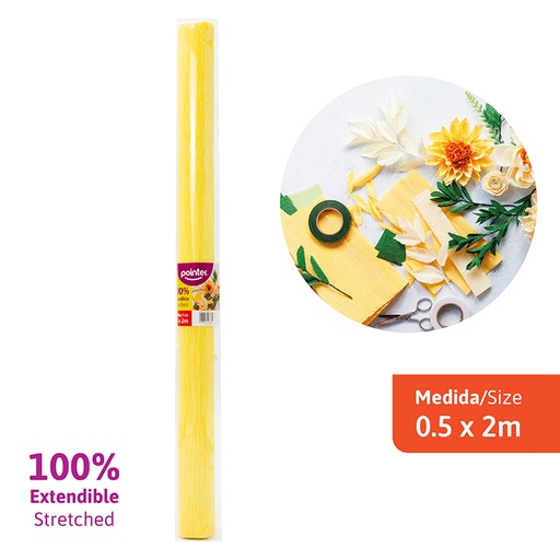 [CP-052-YE] PAPEL CREPE ELASTICO - AMARILLO (0.5x2M)