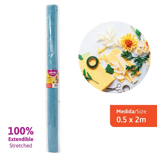 [CP-052-BU] PAPEL CREPE EXTENDIBLE - AZUL (0.5x2M)