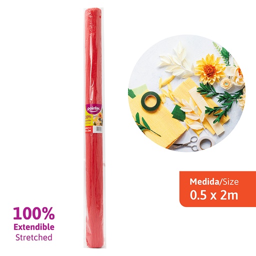 [CP-052-RD] PAPEL CREPE ELASTICO 2M (ROJO)