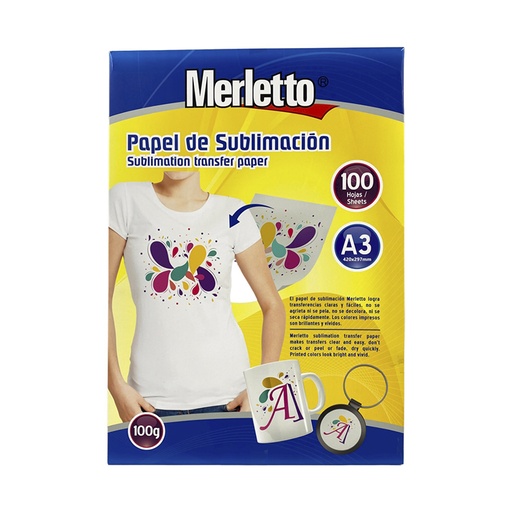 [780-5023520] PAPEL DE SUBLIMACION X100 HOJAS