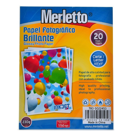 [780-5022453] PAPEL FOTOGRAFICO BRILLANTE X20 230G