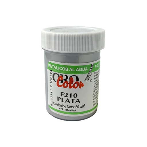 [F210-60] PINTURA METALICOS AL AGUA PLATA 60ML 