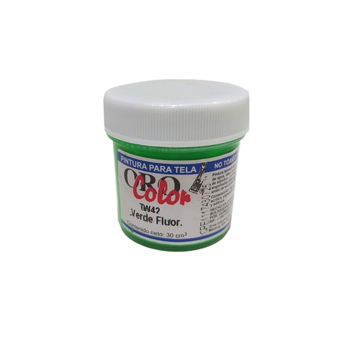 [TW42] PINTURA TEXTIL VERDE NEON 30ML