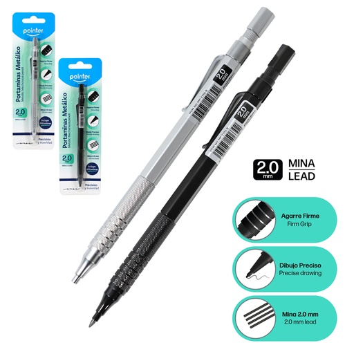 [MP-2396-B] PORTAMINAS CUERPO METALICO 2.0mm