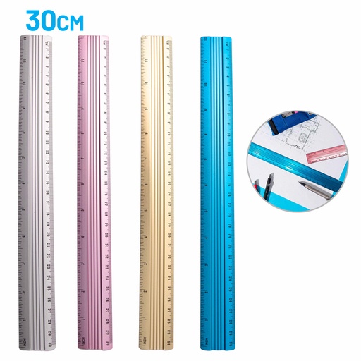 [R-730C] REGLAS 30CM - CUERPO DE ALUMINIO COLORES 