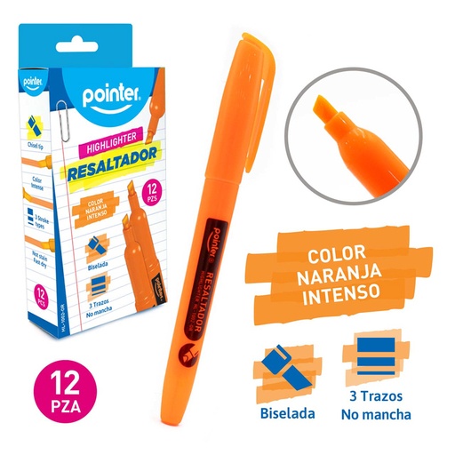 [HL-1002-OR] RESALTADOR FLUORESCENTE DELGADO NARANJA 
