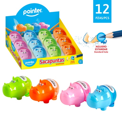 [SH-1805] SACAPUNTAS PLASTICO CON DEPOSITO (HIPOPOTAMO)