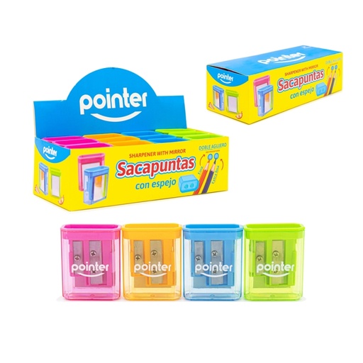 [SH-1807] SACAPUNTAS PLASTICO DOBLE CON DEPOSITO Y ESPEJO