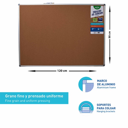 [CRB-90X120] TABLERO DE CORCHO - 90 x 120CM