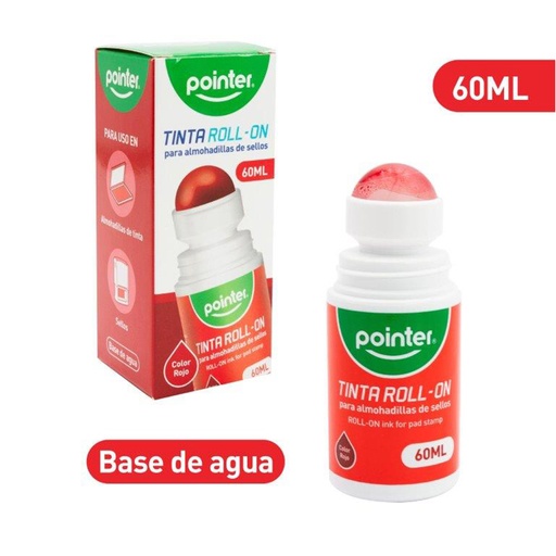 [INK-60-RD] TINTA ROJA PARA SELLO - ROLL ON 60ML