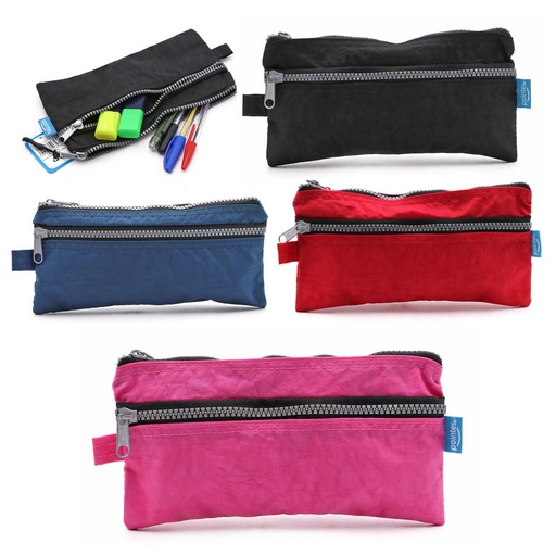 [PC-2371] CARTUCHERA TELA NAYLON DOBLE BOLSILLO 