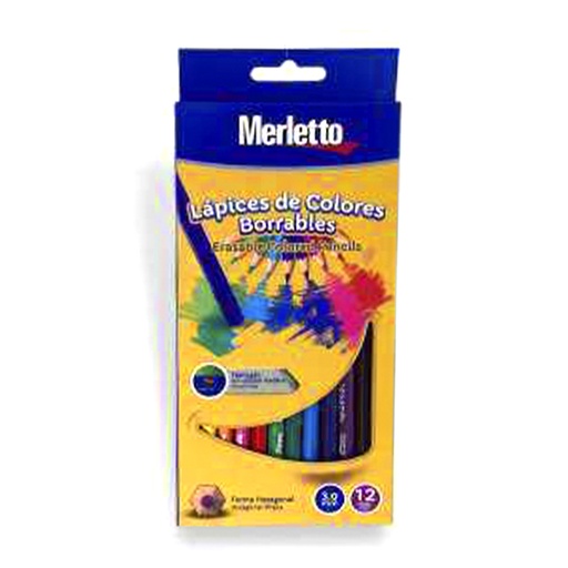 [780-8233960] SET DE 12 LAPICES DE COLORES BORRABLES