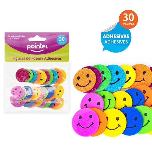 [A126-LJCF30] FIGURAS DE FOAMY ADHESIVAS x 30 PZAS. (CARITA FELIZ)