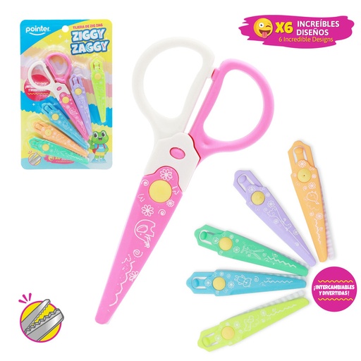 [A151-KS4068-B] TIJERA ZIG ZAG x6 CORTES INTERCAMBIABLES