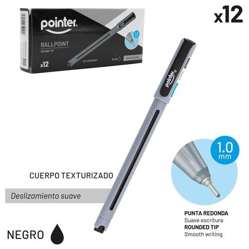 [BP-7010-N] BOLIGRAFO TINTA NEGRA 1.0MM - CUERPO TEXTURIZADO