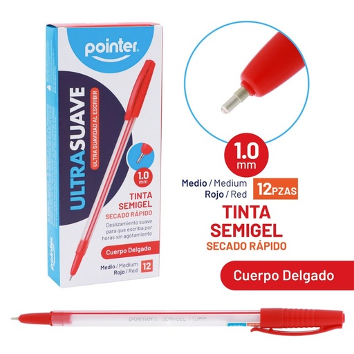 [BP-5010-R] BOLIGRAFO SEMIGEL ROJO ULTRA SUAVE 1.0MM 