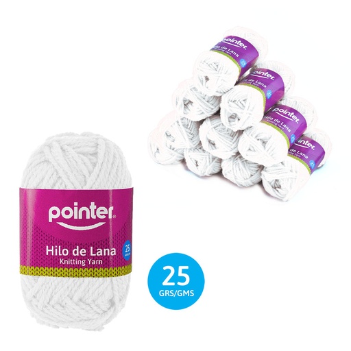 [7A018-KY-25G-WH] HILO DE LANA PARA MANUALIDADES BLANCO - 25GRS
