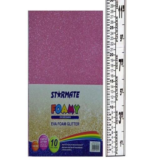 [STR-GL-EVA-034] FOAMI CON ESCARCHA 21.5X 28CM ROSADO CLARO