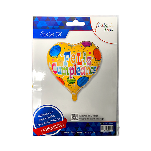 [SL-D041] GLOBO DE CORAZON FELIZ CUMPLEAÑOS 18" 