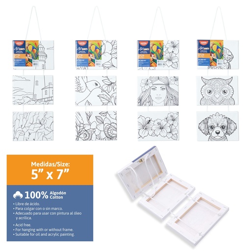 [CA-18357] MINI LIENZO CON DISEÑO x3PZAS - 13x18CM