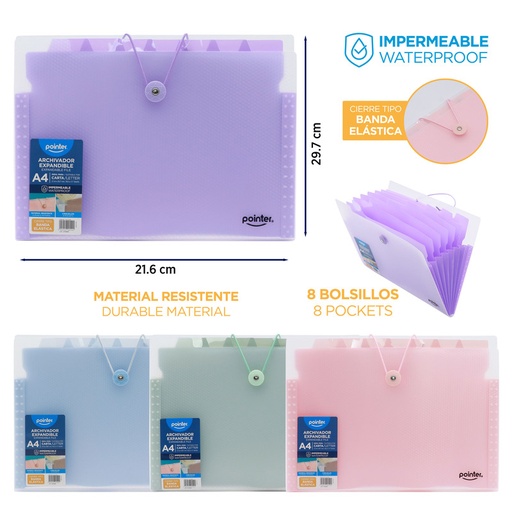 [FL2-2436] ARCHIVADOR EXPANDIBLE PORTADOCUMENTOS 8 BOLSILLOS