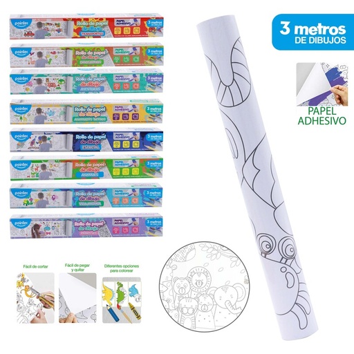 [DBR-2461] ROLLO DE PAPEL DE DIBUJO ADHESIVO 29.7CM x 3M
