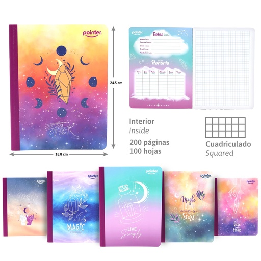 [COS-28-SQ] CUADERNO COSIDO A4 CUADRICULADO x100 HOJAS (ASTRONOMIA)