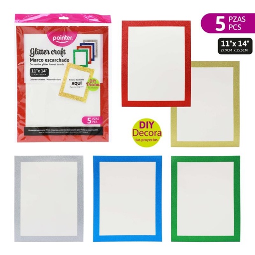 [ANC-2463] MARCO DE CARTONCILLO ESCARCHADO - 27.9 x 35.5CM x5PZAS