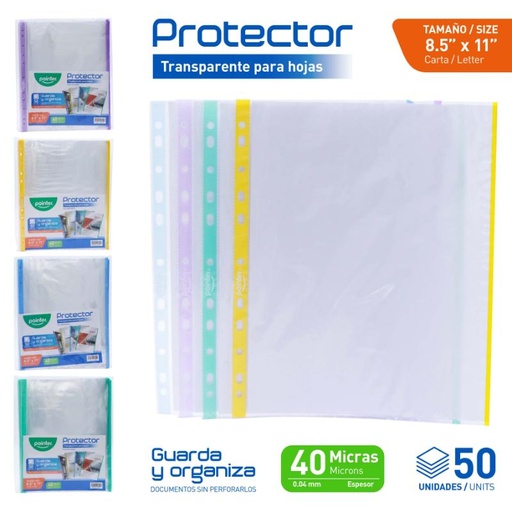 [FP-2490-4] PROTECTOR DE HOJAS 4CC 50 PIEZAS