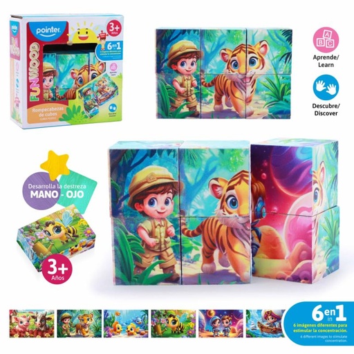 [PZZ-24104] ROMPECABEZAS - CUBOS DE MADERA x6PZAS