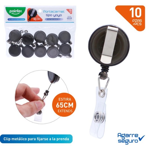 [YID-24111-BK] GANCHO NEGRO PORTA CARNET RETRACTIL