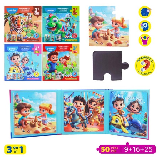 [PZZ-24134] ROMPECABEZAS MAGNETICO 3 EN 1 - 50 PIEZAS