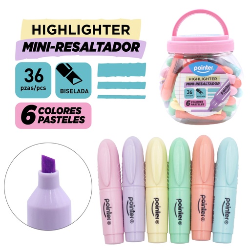 [FP-2534] MINI RESALTADOR PASTEL 36 PIEZAS