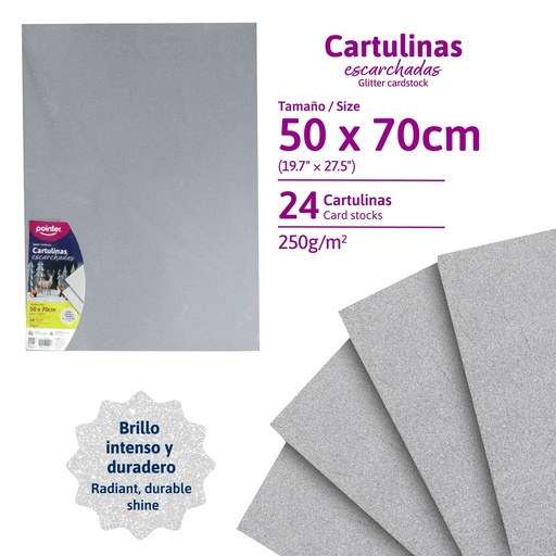 [GCT-25166-S] CARTULINA ESCARCHADAPLATEADA 50X70 CM