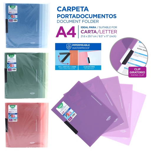 [FL2-2560] CARPETA PLASTICA CON CLIP GIRATORIO