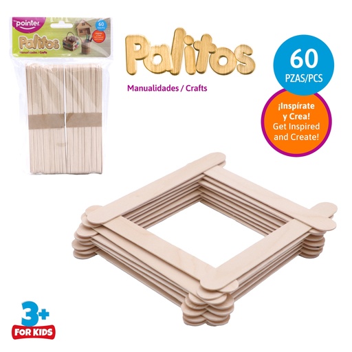 [ST-60G-1] PALITOS PARA MANUALIDADES x 60 PZAS.