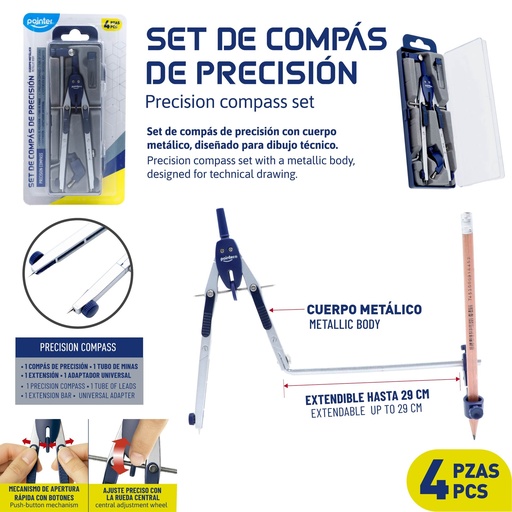 [CM-25124] SET DE COMPAS DE PRECISION 4 PIEZAS