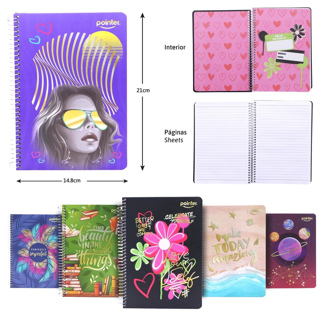 LIBRETA ESPIRAL JUVENIL FEMENINA 14.8X21CM
